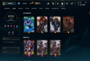 Esmeralda 1 com TODOS os champs e 496 Skins (SUP / ADC / JG) - League of Legends LOL