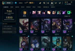 Esmeralda 1 com TODOS os champs e 496 Skins (SUP / ADC / JG) - League of Legends LOL