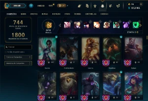 Esmeralda 1 com TODOS os champs e 496 Skins (SUP / ADC / JG) - League of Legends LOL