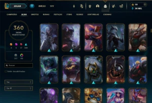 Platina 2 com TODOS os champs e 360 Skins + 9 Vitoriosas - League of Legends LOL