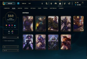 Platina 2 com TODOS os champs e 360 Skins + 9 Vitoriosas - League of Legends LOL