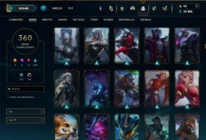 Platina 2 com TODOS os champs e 360 Skins + 9 Vitoriosas - League of Legends LOL