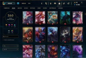 Platina 2 com TODOS os champs e 360 Skins + 9 Vitoriosas - League of Legends LOL