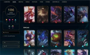CONTA MESTRE!!! 148 CHAMPIONS//106 SKIN MMR ALTO!!! LV 284!! - League of Legends LOL