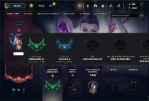 Esmeralda 3 com 110 Champs e 65 Skins + 1 Prestigio da Kaisa - League of Legends LOL