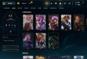 Esmeralda 3 com 110 Champs e 65 Skins + 1 Prestigio da Kaisa - League of Legends LOL