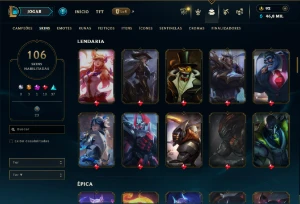 Conta bronze 3 com TODOS os champs e 106 Skins - League of Legends LOL