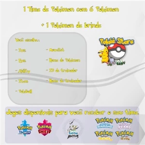 1 Time com 6 Pokémon + 1 Pkm de Brinde - Outros