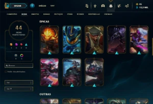 Unranked com 105 Champs e 44 Skins - League of Legends LOL