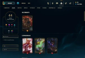 Unranked com 105 Champs e 44 Skins - League of Legends LOL