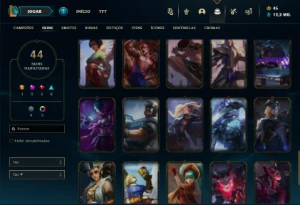Unranked com 105 Champs e 44 Skins - League of Legends LOL
