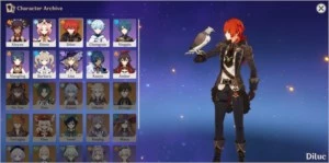 Conta Genshin Impact AR 7 - Diluc - 4* Weapons/Armas