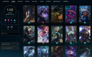 Bronze 4 com TODOS os champs e 148 Skins ( Nivel 491 ) - League of Legends LOL