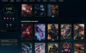 Bronze 4 com TODOS os champs e 148 Skins ( Nivel 491 ) - League of Legends LOL