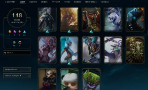 Bronze 4 com TODOS os champs e 148 Skins ( Nivel 491 ) - League of Legends LOL