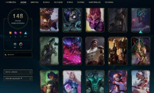 Bronze 4 com TODOS os champs e 148 Skins ( Nivel 491 ) - League of Legends LOL