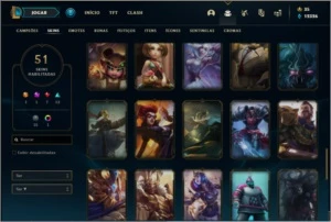 Conta ouro 3 com 51 skins e 116 champs - League of Legends LOL