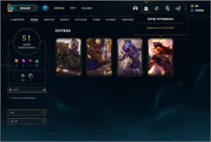 Conta ouro 3 com 51 skins e 116 champs - League of Legends LOL