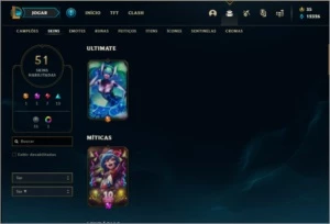 Conta ouro 3 com 51 skins e 116 champs - League of Legends LOL