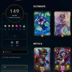 Conta league of legends lvl 223, 149 skins (2 ultimates) LOL