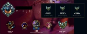 Conta platina 5 nas 3 filas - League of Legends LOL