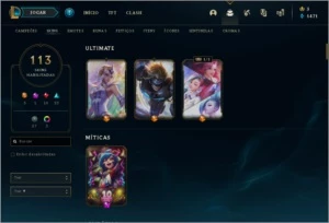 Conta League of legends 113 skins 125 campeões platina 1 LOL