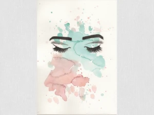 Aquarela Original Delicadas Olhos A4 - Sem Moldura
