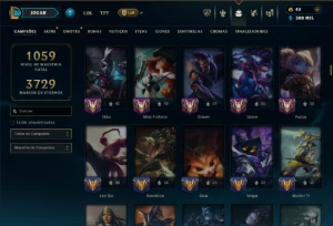 Ouro 1 com TODOS os Champs e 212 Skins ( Nivel 819 ) - League of Legends LOL