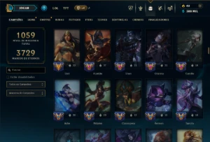 Ouro 1 com TODOS os Champs e 212 Skins ( Nivel 819 ) - League of Legends LOL