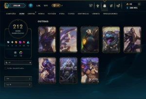 Ouro 1 com TODOS os Champs e 212 Skins ( Nivel 819 ) - League of Legends LOL