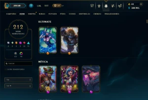 Ouro 1 com TODOS os Champs e 212 Skins ( Nivel 819 ) - League of Legends LOL