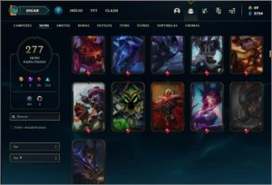 Conta prata 2 com TODOS os champs e 277 skins (2 Prestigios) - League of Legends LOL