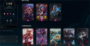 Conta league of legends ouro 4 / gold 4 / 148 skins LOL