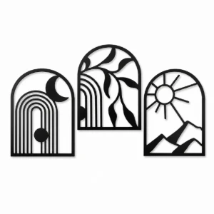 Kit 3 Quadros Natureza Minimalista em MDF 40 x 30 cm - Artesanato e Personalizados