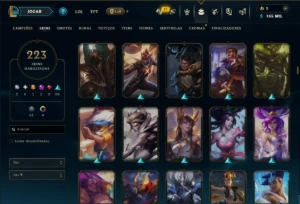 Bronze 2 com TODOS os Champs e 223 Skins ( SUP / JG ) - League of Legends LOL