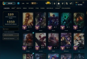 Bronze 2 com TODOS os Champs e 223 Skins ( SUP / JG ) - League of Legends LOL