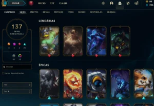 Vendo conta LoL,158 Champs, 137 Skins (Skin rara Rammus Rei) - League of Legends