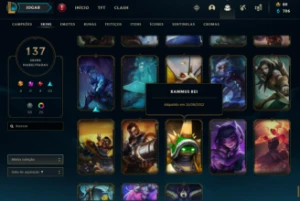 Vendo conta LoL,158 Champs, 137 Skins (Skin rara Rammus Rei) - League of Legends