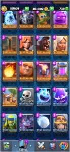 LV13, 59 CARTAS FULL, 9 TORRES, 66 EMOTES, 150K ESTELAS... - Clash Royale
