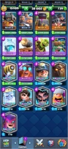 LV13, 59 CARTAS FULL, 9 TORRES, 66 EMOTES, 150K ESTELAS... - Clash Royale