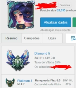 Conta League of Legends Diamante LOL