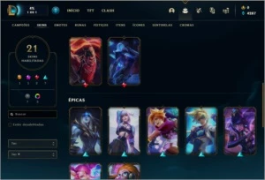 Conta Mestre 78 PDL com 59% de win rate 21 skins e 51 champs - League of Legends LOL