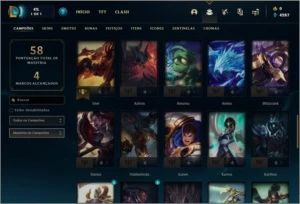 Conta Mestre 78 PDL com 59% de win rate 21 skins e 51 champs - League of Legends LOL