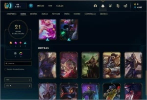 Conta Mestre 78 PDL com 59% de win rate 21 skins e 51 champs - League of Legends LOL