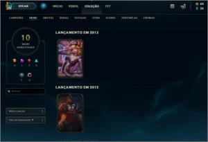 CONTA LEAGUE OF LEGENDS (OURO NA S9 + MD10 LIMPA + 10SKINS) LOL