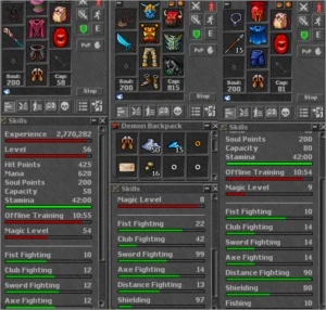 Vendo conta com knight lvl 169, skills 98/94, ml 8 +4 makers - Tibia