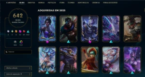 Conta Lv 687 com 642 Skins e 327 Cromas. - League of Legends LOL