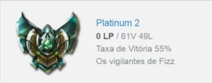 Conta Platina 2 (Solo/Duo) - League of Legends LOL