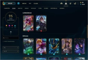 Conta prata 1 com 25 skins e 43 champs - League of Legends LOL