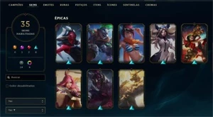 Conta Unranked (S11 Plat) 88 campeões - 35 skins - 6k E.A - League of Legends LOL